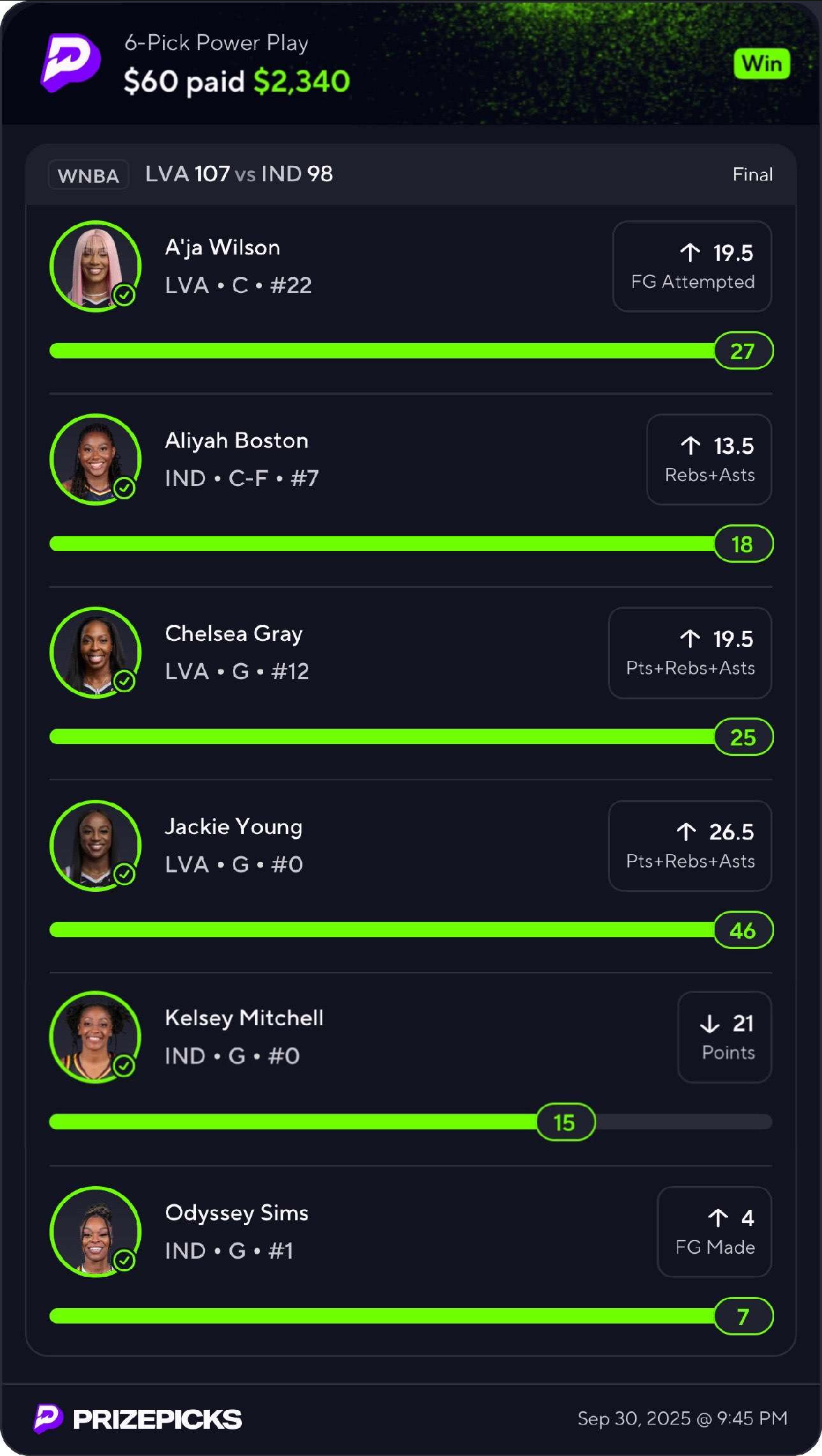 6-pick power play won