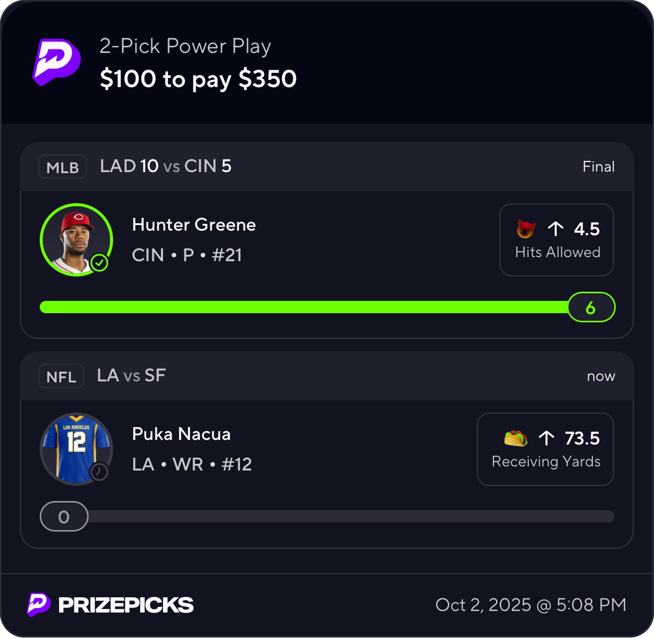 6-pick power play won