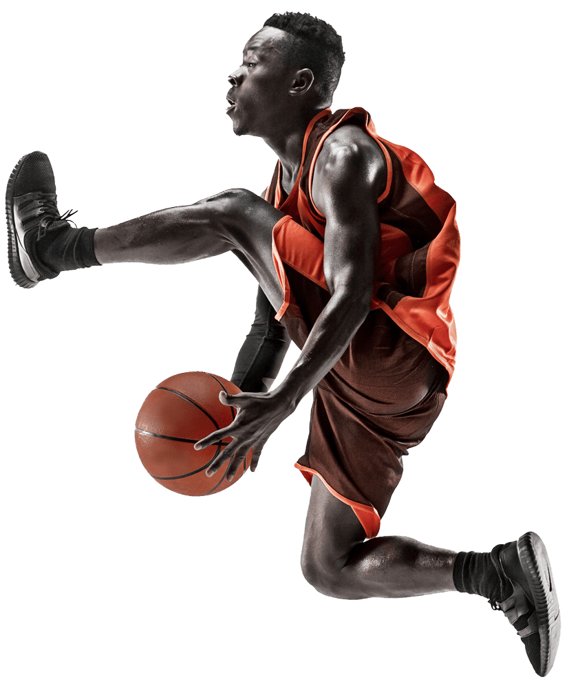 Basketball player driving to the basket
