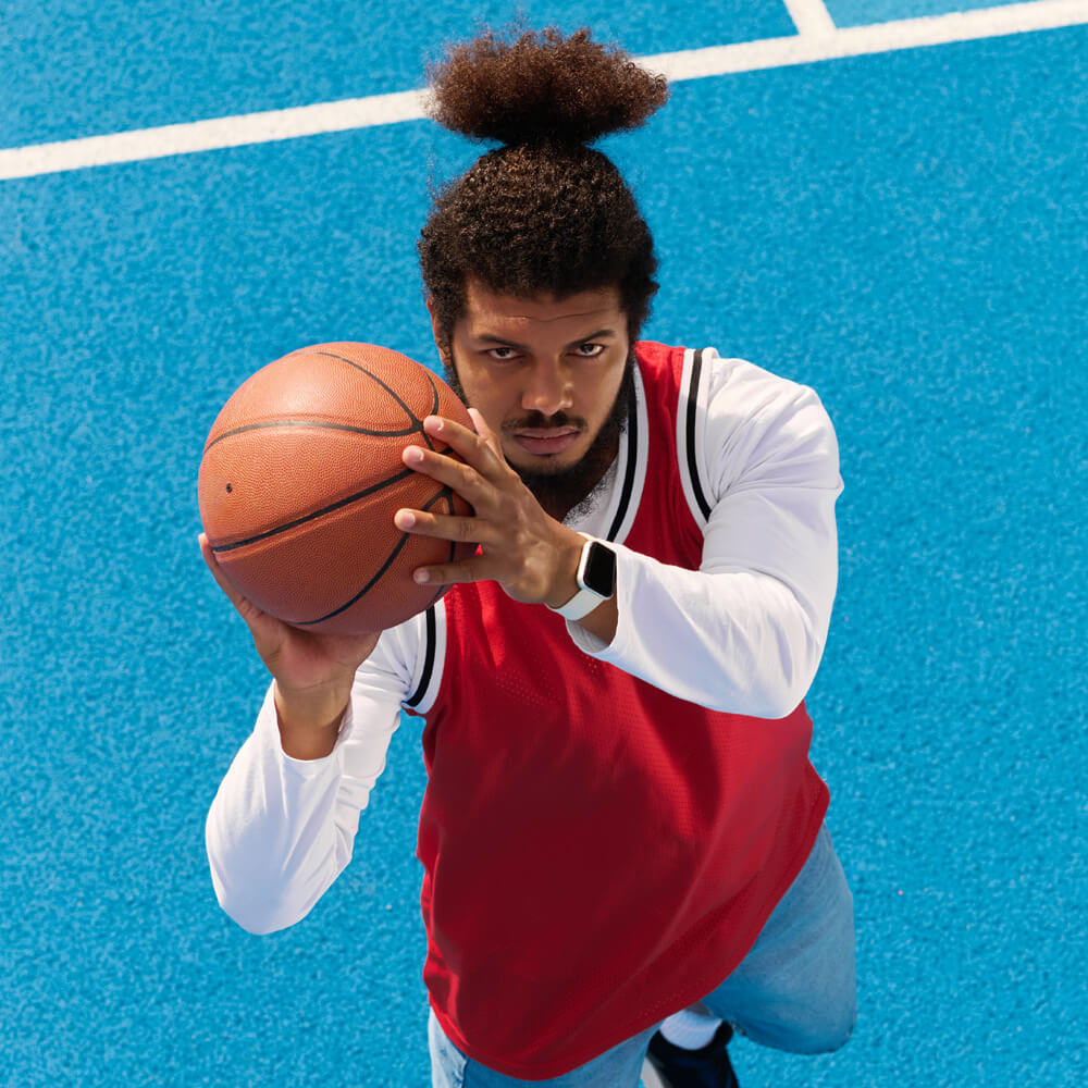 Focused shooter on court